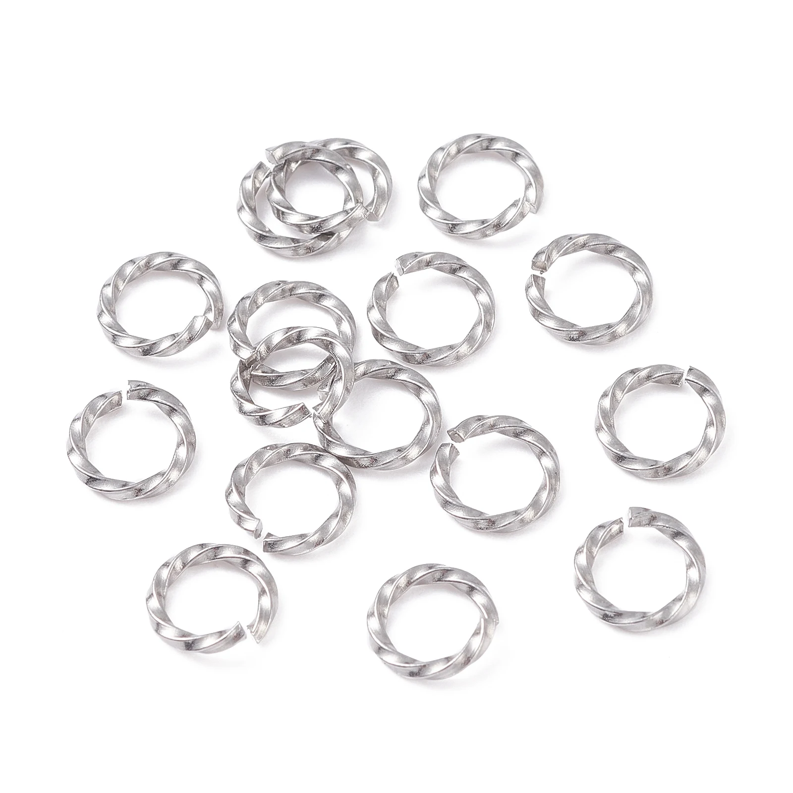 

200pcs 8mm 304 Stainless Steel Twisted Open Jump Rings Connector Link Loop for DIY Bracelet Necklace Jewelry Making Findings
