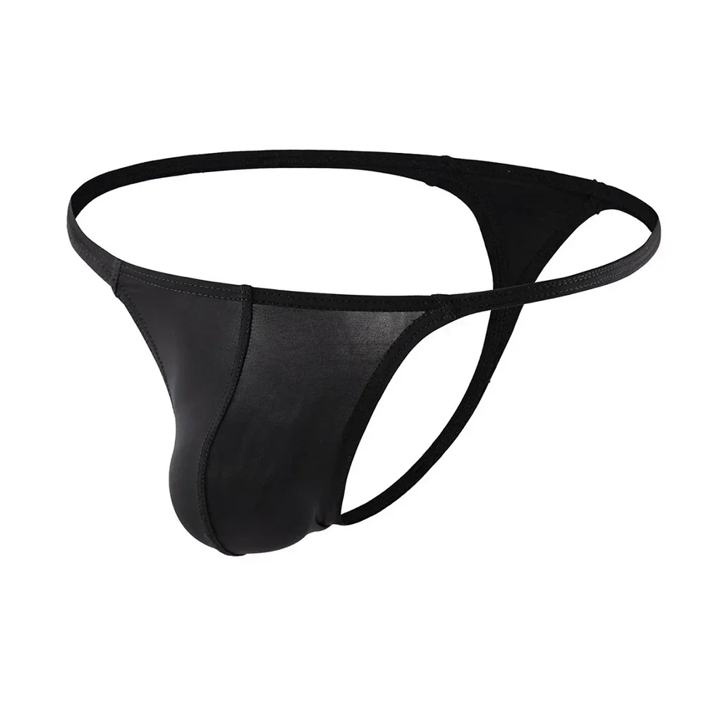 Men Sexy Ice Silk Low Waist Briefs Thongs Backless Underwear Solid G-string Pouch Panties Breathable Solid Casual Men\'s T-back