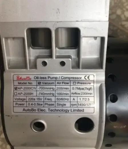 AutoBo Oil-less Pump/Compressor Model No.AP-2000C/V AP-2000H AP-550C/V/H AP-1400V/C AP-1400H AutoBo Elec.Technology Limited