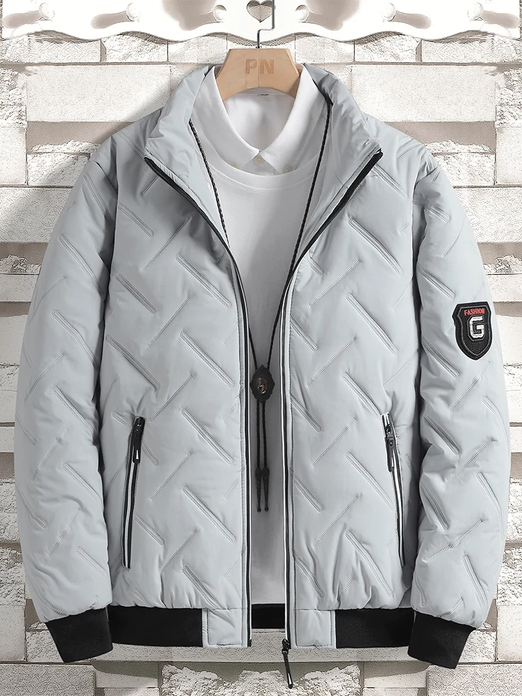 

Winter Thiened Men's down Cotton Jaet Warm Faionable Korean Sle Anti-Cold Coat Youth Casual Zipper Closure Long Coat