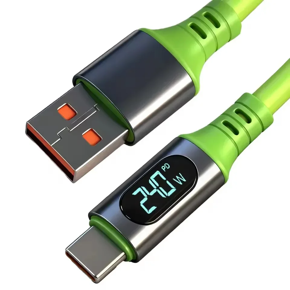PD 240W 6A Super Fast Charging Type C Cables Digital Display High-speed Data Transfer Cord USB Type-c To C Wire for iPhone 17Pro