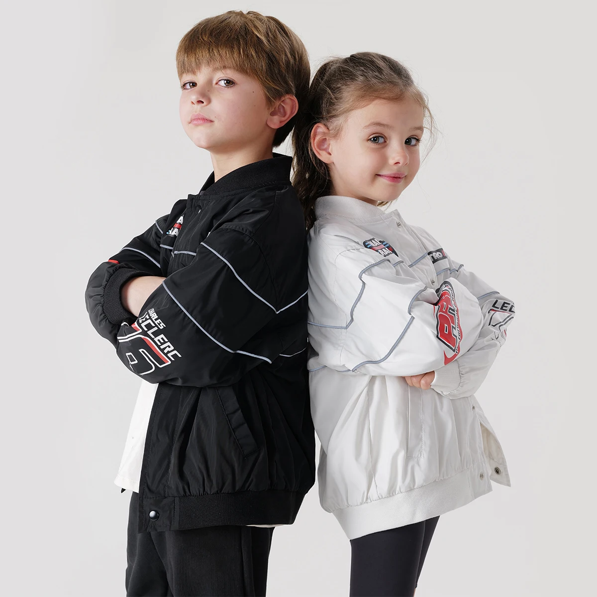 MARC&JANIE Boys Three-proof Fabrics Trendy Motorcycle Baseball Jacket for Kids for Spring 240080