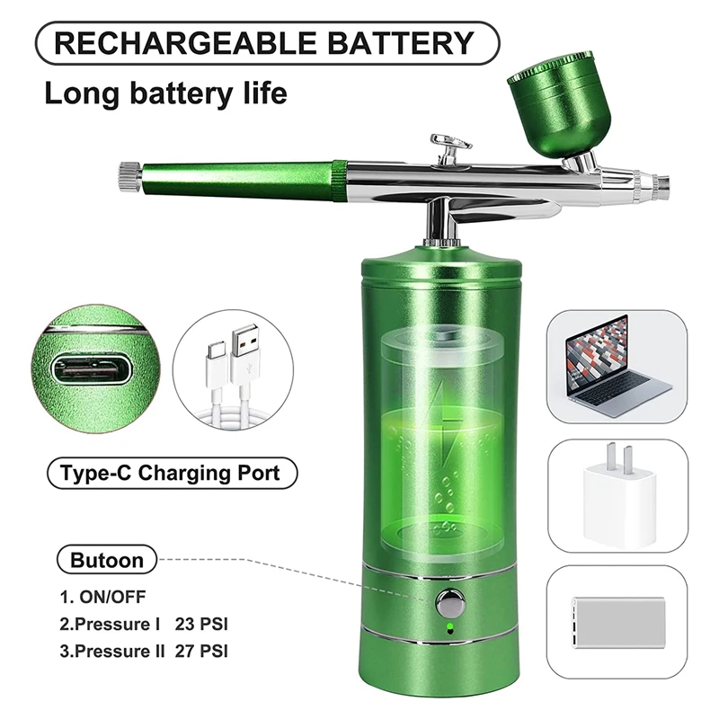 Автоматический ручной распылитель с воздушной щеткой и наконечником 0,3 мм, портативные воздушные щетки для рисования, татуировок, дизайна ногтей, окраски моделей