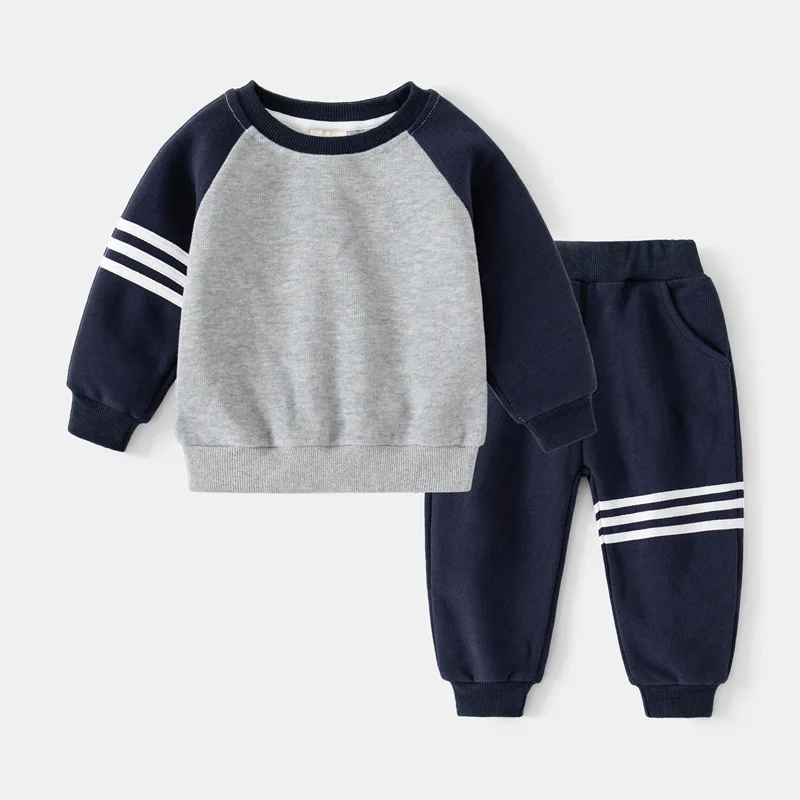 Nuova Primavera Autunno Set di vestiti per bambini Patchwork di colori Bambini Ragazzi Set di due pezzi Bambini Ragazzo Casual Tuta Abiti Top Pantaloni