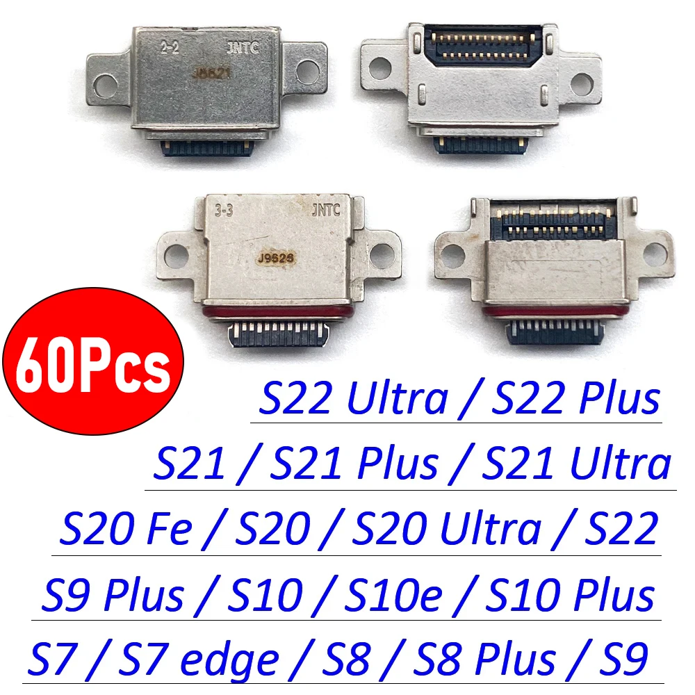 60Pcs，Tested NEW For Samsung Note 9 S22 S21 Plus S20 Ultra S10 S8 S9 S7 edge Micro USB Connector Charging Socket Port Jack Plug