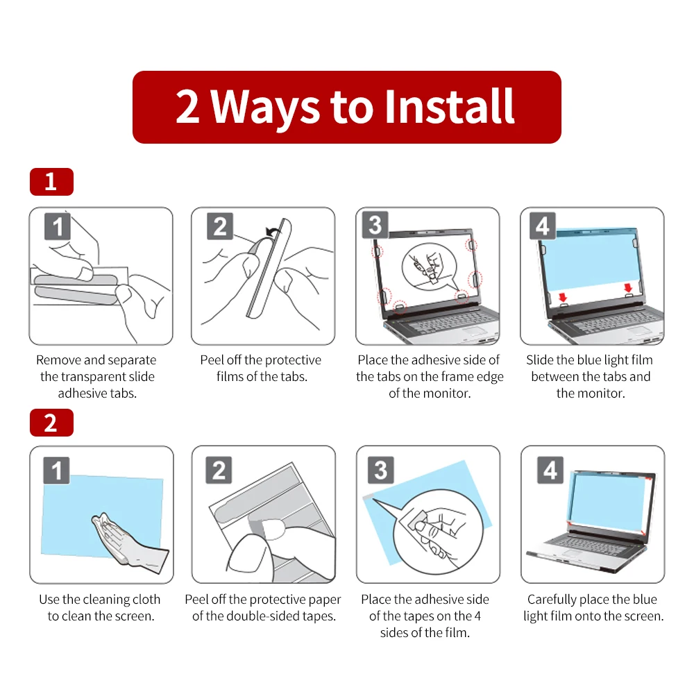 Blue Light Blocking Screen Protector 2 Sides Optional Installation Anti  Film for 27'' Monitor with 16:9 Aspect Ratio