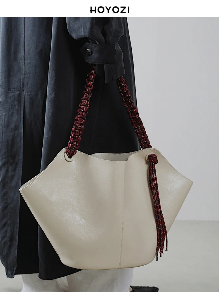 

Тканая большая сумка HOYOZI, универсальная женская дорожная сумка, новинка 2023 года, сумка на одно плечо, повседневная сумка Briti Sle, большой размер, искусственная ...