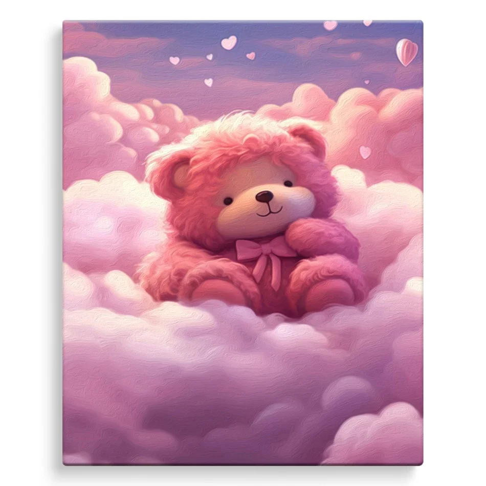 

189669 Paint By Numbers Animals Pink Bear Cloud Arts Crafts Personalized Gift Frame Art Supplies Living Room Decoration