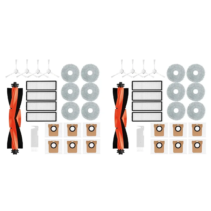 【HOT-SALE】2 مجموعة لـ Xiaomi Robot Vacuum X20 + / X20 Plus أجزاء الملحقات فرشاة جانبية رئيسية فلتر Hepa ممسحة أكياس الغبار القماشية