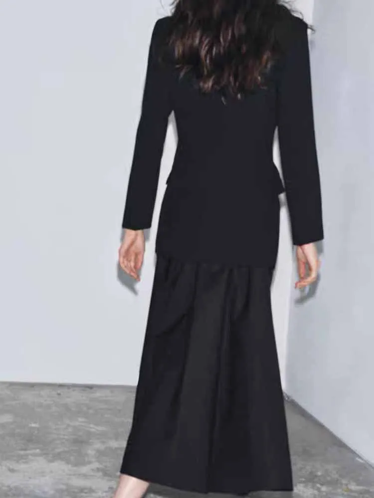 European and American style winter new arrivals fashionable women's clothing design spliced ​​suit mid-length dress