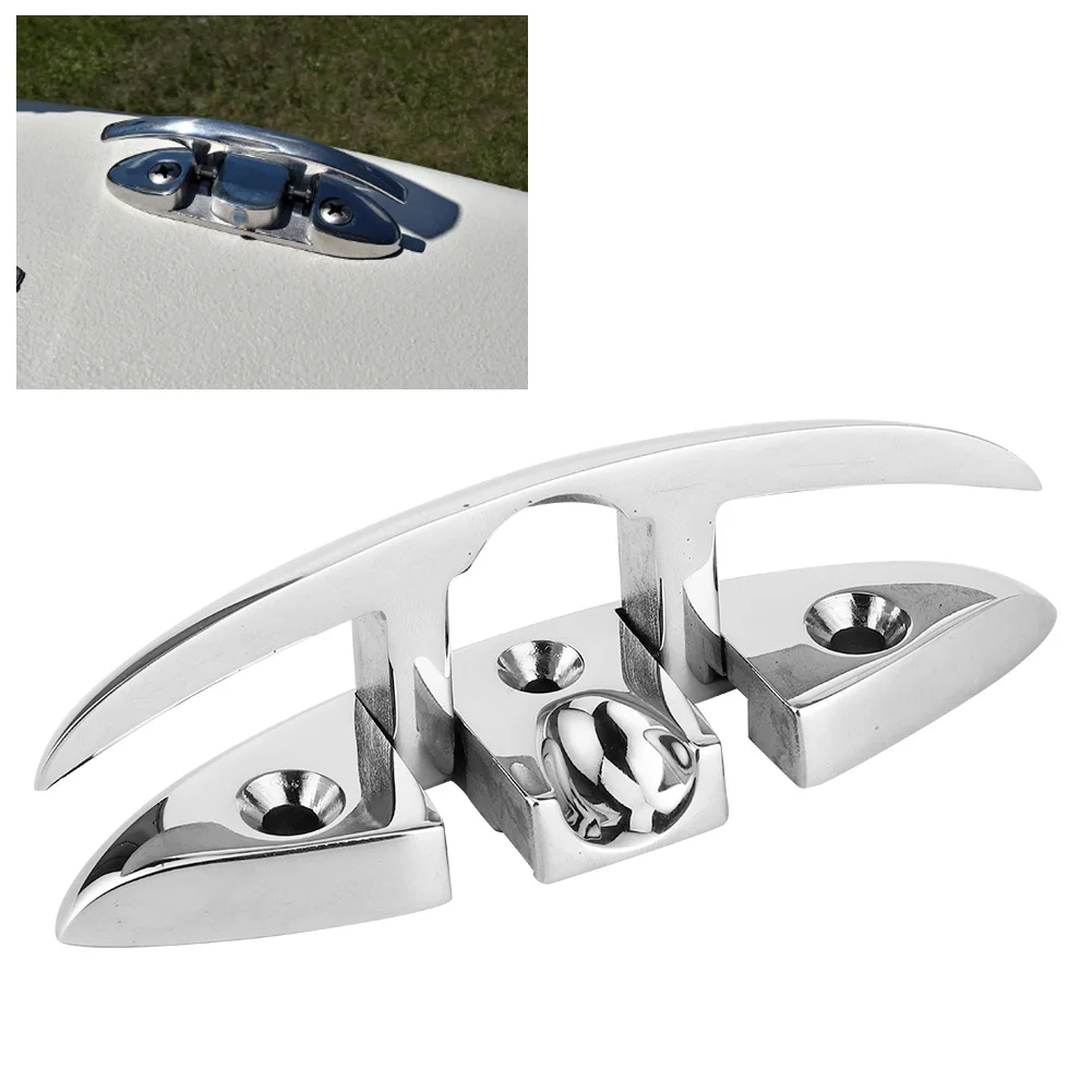 Cleat dek 5in Cleat menarik Cleat 5in lipat atas Cleat 316 baja tahan karat Dok dek perangkat keras aksesoris perahu laut