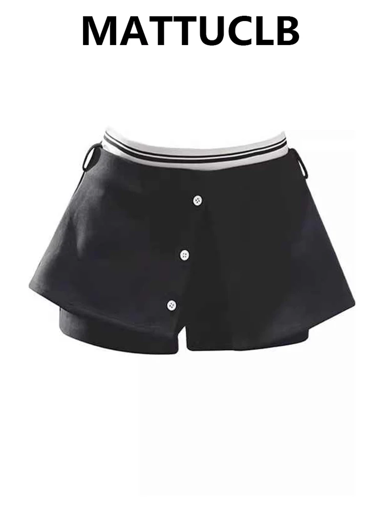 Women's Mini Skirt Woolen 2000s Aesthetic College Style Design Shorts Harajuku Kpop Y2k High Waist American Retro A-line Culotte