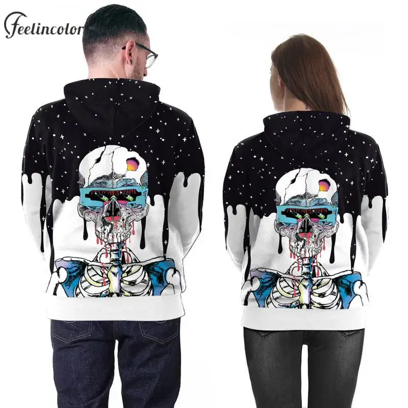 2025 Skeleton Men Hoodies Hood Sweatshirt Cosplay Pullover with Pocket Casual Streetwear Funny Disguisement Neutral Clothing