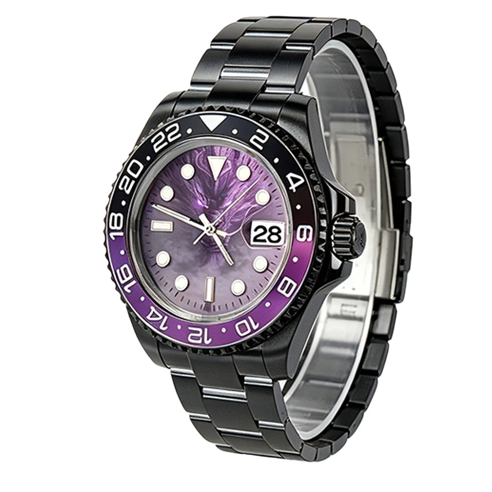 Luxury custom watch NH35 movement automatic mechanical watch sapphire glass business creativity watch stainless steel strap