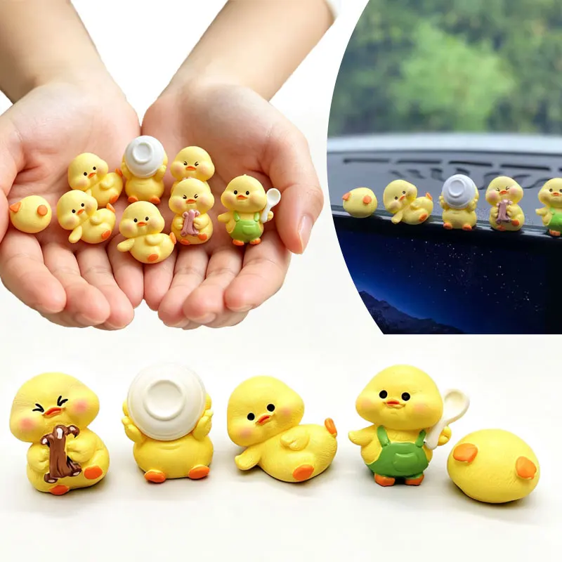 1/2set Cartoon Resin Little Yellow Duck/chicken Model Car Center Console Decor Ornaments Auto Interior Dashboard Accessories