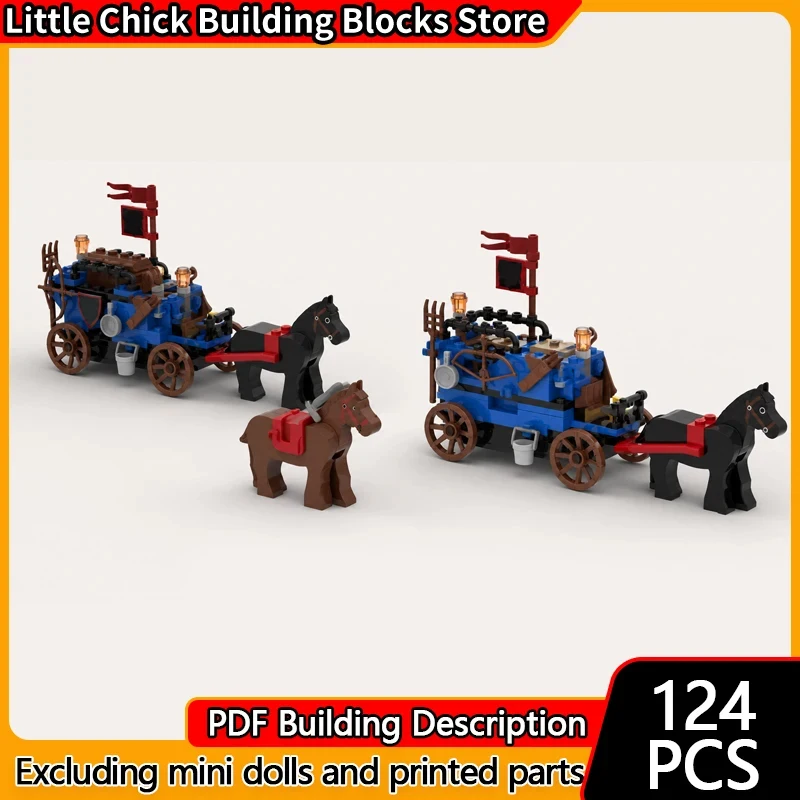 Medieval Castle Model MOC Building Bricks Carriage Transport Team Modular Technology Children Holiday Gifts Assemble Toys Suit