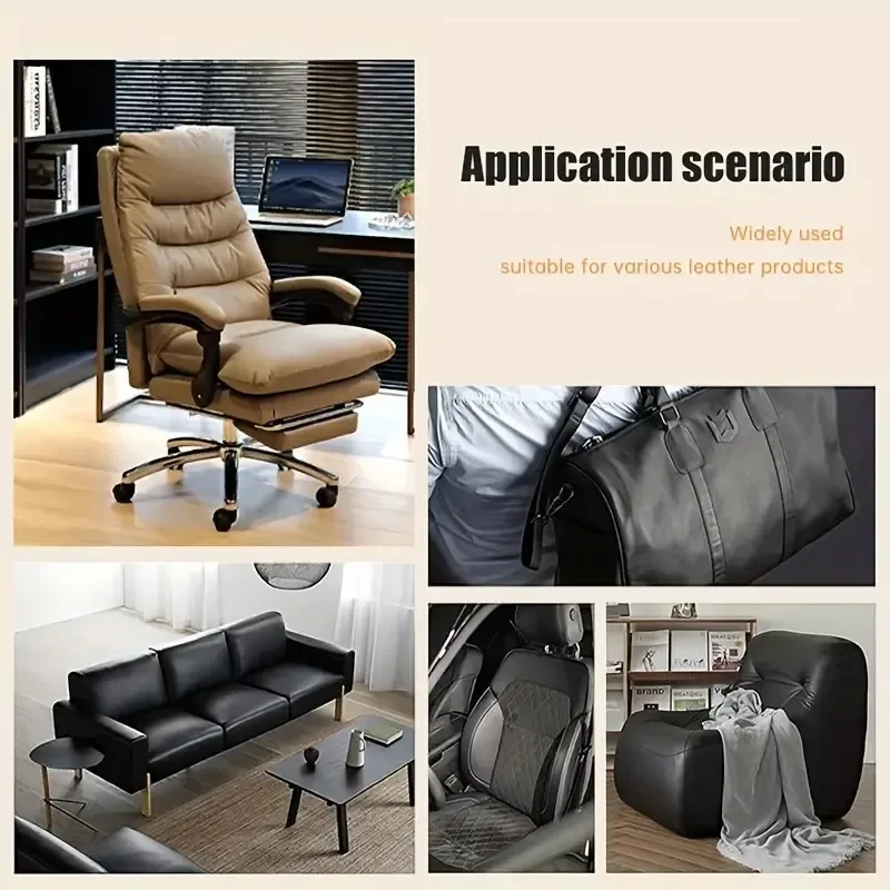 Parche de reparación de tela de cuero PU autoadhesivo para sofá, silla Interior de coche, asiento reacondicionado, Material de cuero negro, pegatinas de cinta