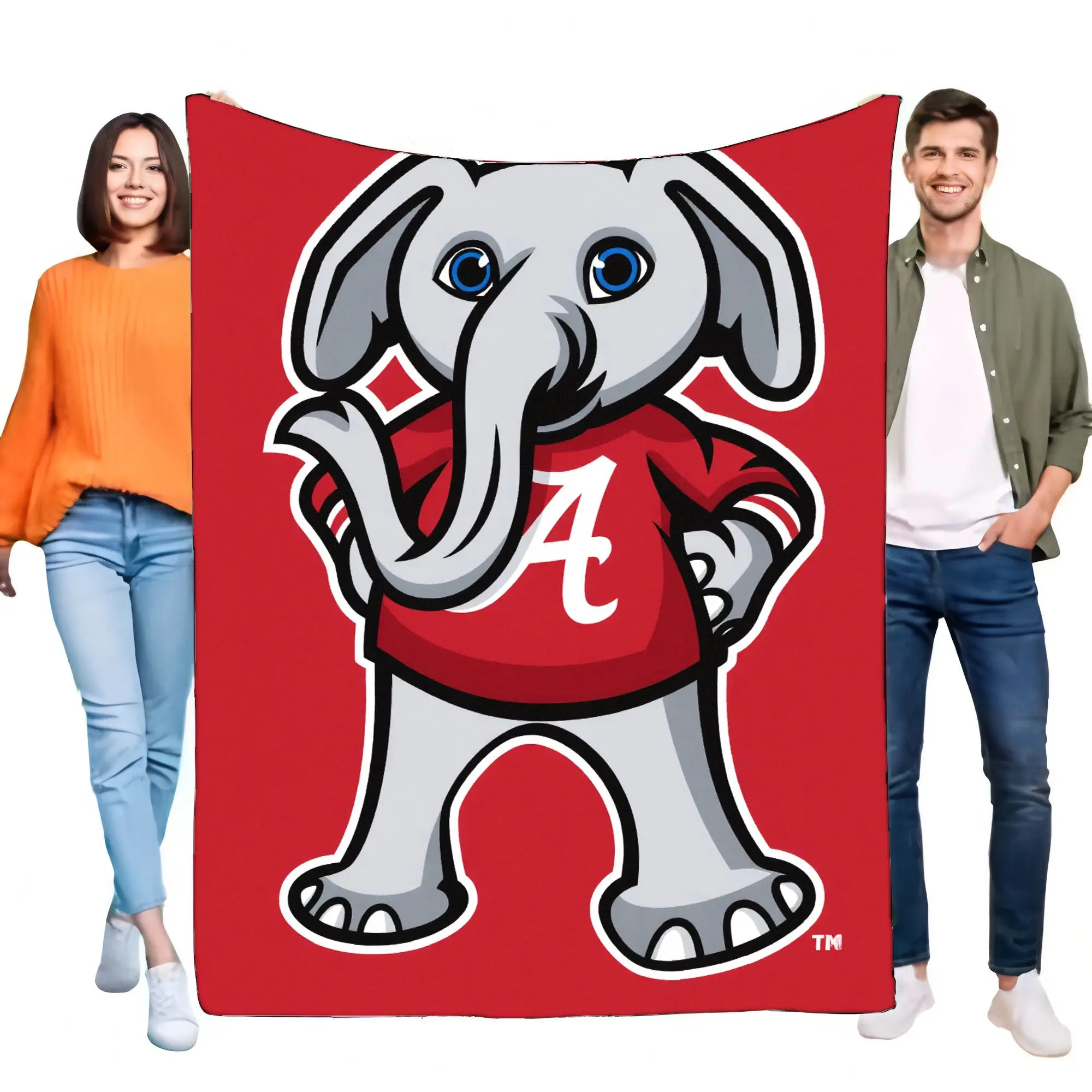 University of Alabama Big Al Elephant Blanket Red Cartoon Towel Soft Cozy Bed Throw Perfect for College Fans and Gift Giving