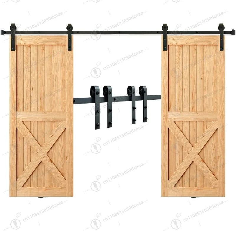 8 10FT Sliding Barn Door Hardware Kit 330LBS Heavy Duty Barn Door Track Kit for Double Doors with Smooth Silent Pulley