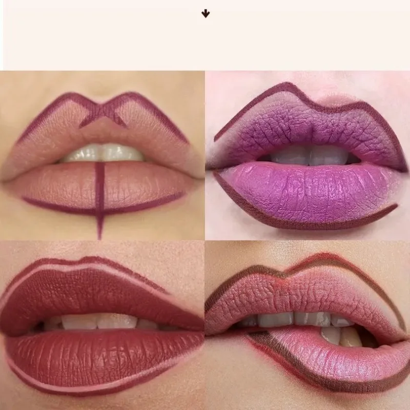 Matita per Labbra Opaca in 8 Colori, Lunga Durata, Impermeabile, Nude, Penna per Contorno Labbra di Lusso, Sfumabile, Altamente Pigmentata