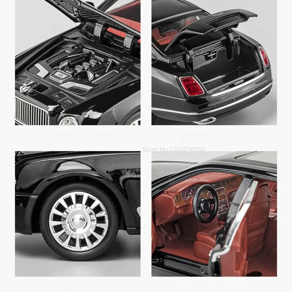 1:24 Mulsanne Legierung Diecast Autos Miniatur Modelle Spielzeug Metall Türen Geöffnet Sound Licht Zurückziehen Fahrzeuge Kinder Weihnachten Geschenke