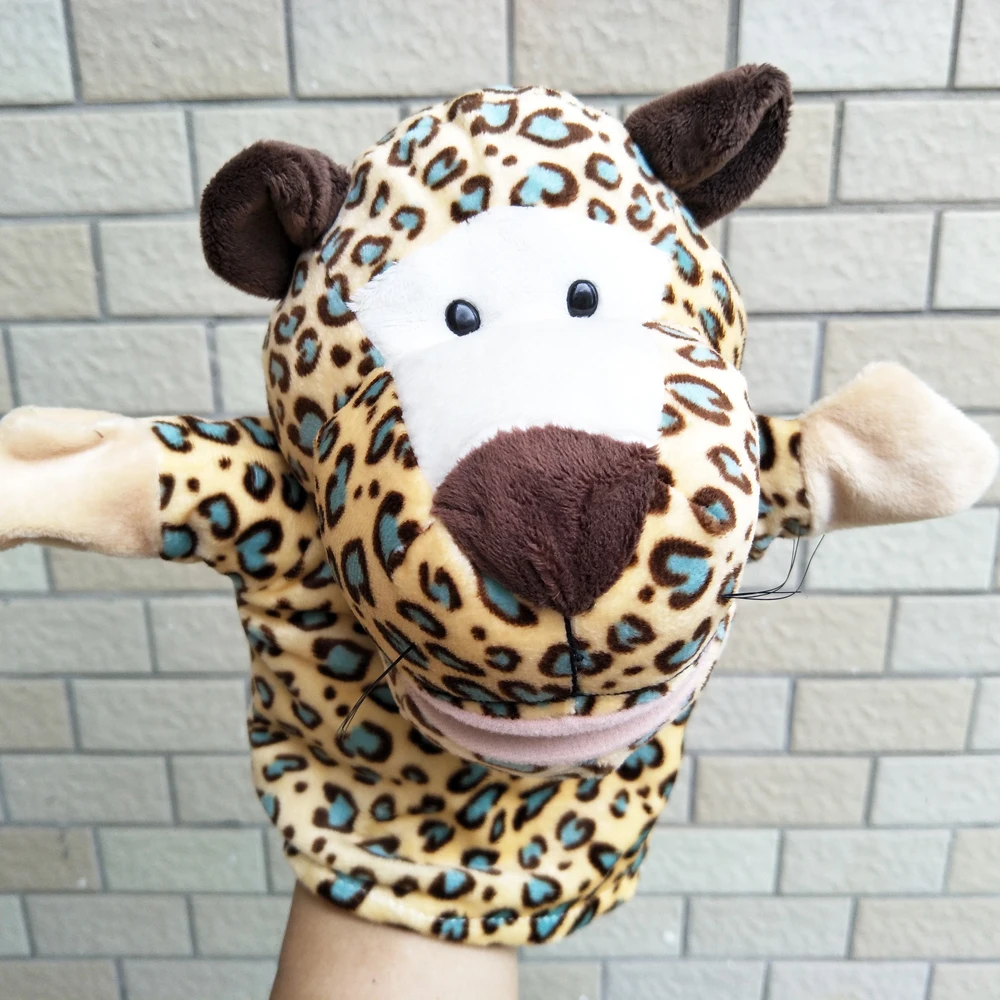Weiches gefülltes Geschenk, gepunktetes Leoparden-Handpuppen-Plüschtier für Kinder
