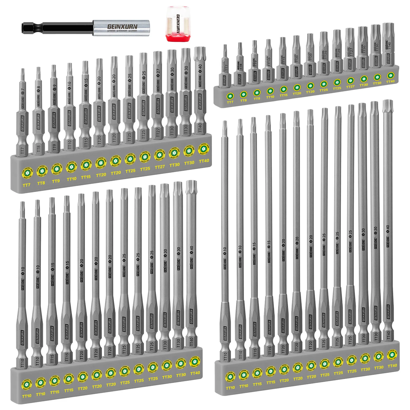 Geinxurn 13/54PCS FIXEDGE Screwdriver Bit Set With Torx Bits, With Lightweight Magnetizer Demagnetizer for Bicycle, Car, Moto