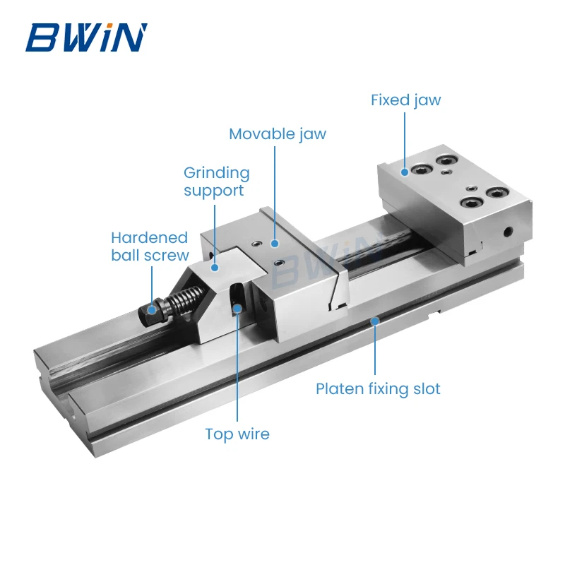 BWIN GT150 GT175 GT200 Clamping Parallel Bench Vice 8 CNC Milling Machine Tool Modular Vise Precision