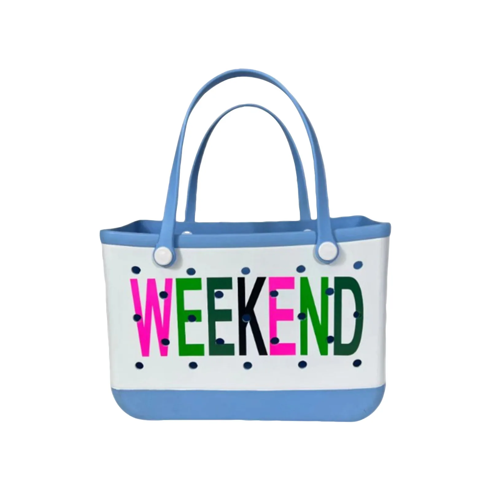 

2025 EVA Personalized Printed Beach Bag, Hole Bag, Travel Storage Bag，1pc，length 14.9inch，Width: 5 Inches, Height: 11.8 Inches