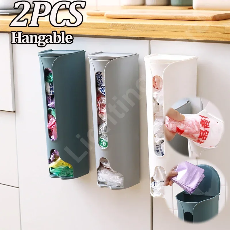 Wall Hanging Garbage Bag Storage Box Kitchen Plastic Bag Holder Organizer Bathroom Trash Bags Dispenser Kitchen Accessories 24cm