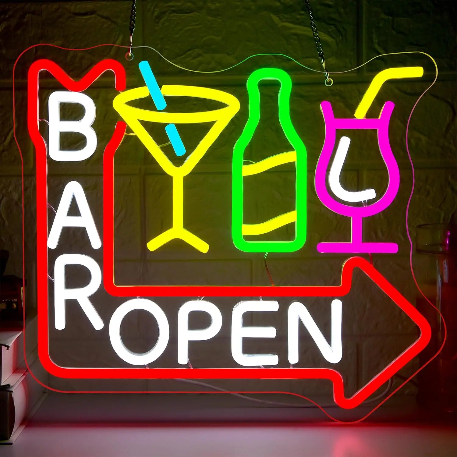 

Bar Open Neon Sign Business Art Wall Light USB Cocktail LED Neon Light for Bar Party Bedroom Decoration neon personalizado Gift