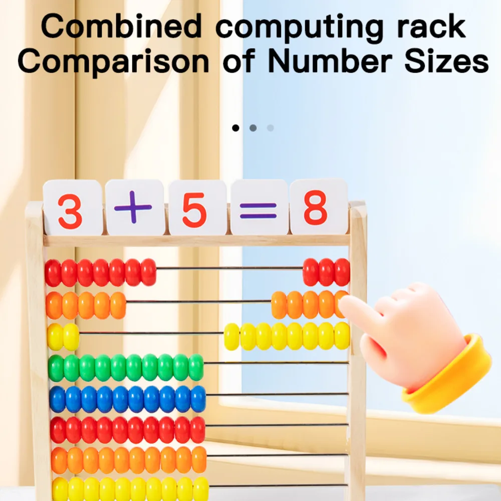 Classic Wooden Educational Math 10-Row Counting Toy 100 Beads With Counting Sticks Number Alphabet Card Preschool Math Learning