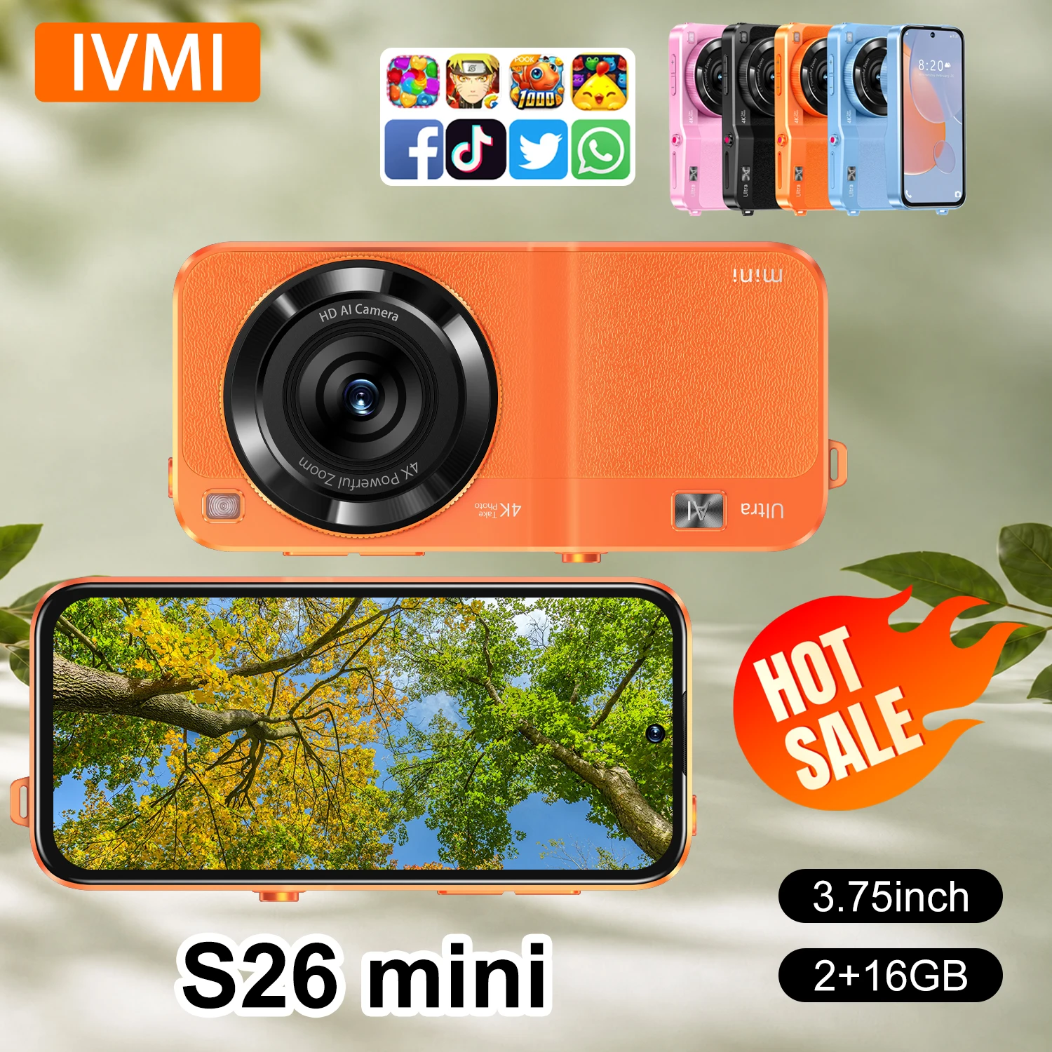 IVMI S26 Mini Smartphone 3G WCDMA Android System WiFi Hotspot Play Store 3.75