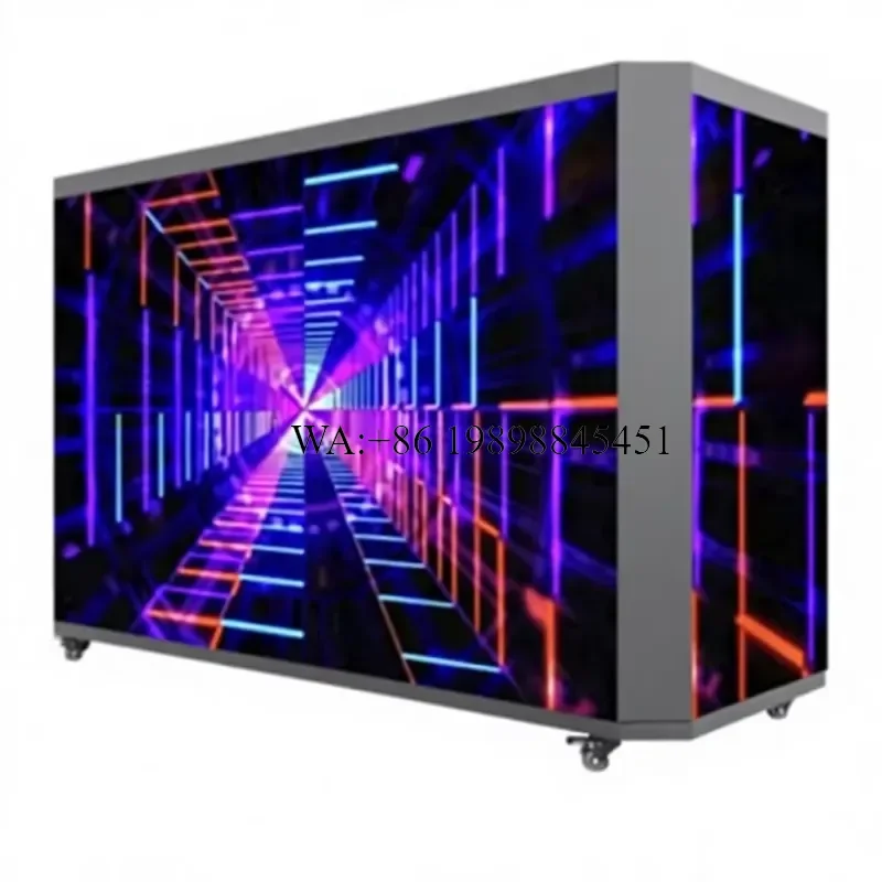 WMWMNU P1.86/P2/P2.5mm Foldable LED DJ Booth Screen Cabinet Indoor Display with Caster Wheels Transport Case
