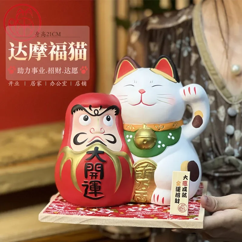 

Home decoration Zhaocai Cat 8 inch hand-painted Japanese ceramic cat creative home shop decoration pieces Dharma wholesale