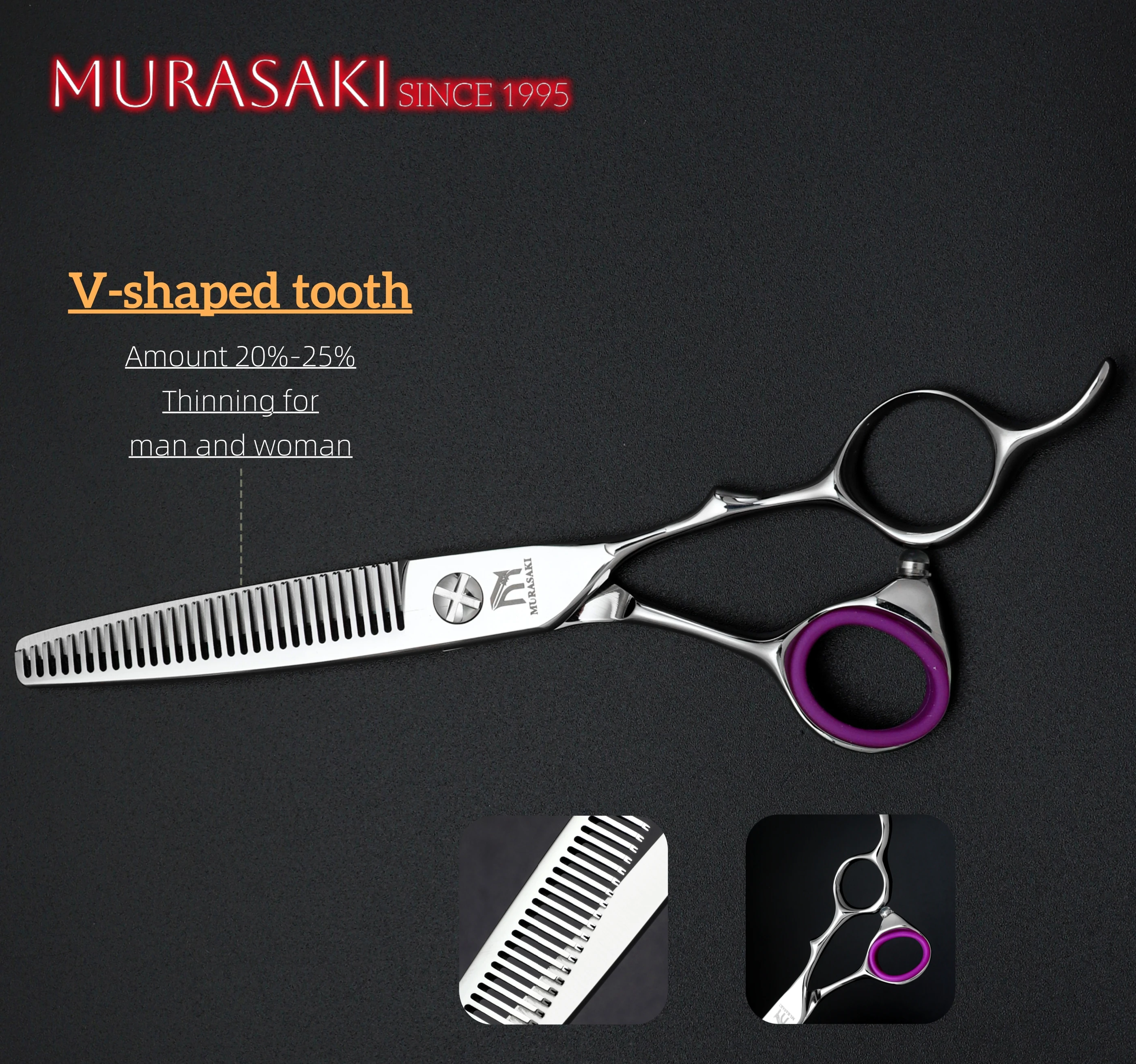 MURASAKI Professionelle Haarausdünnungsscheren, 6-6,8 Zoll Hitachi 440C Stahl-Friseurscheren, hochwertige Haarschneidewerkzeuge für den Salon – Detail 27