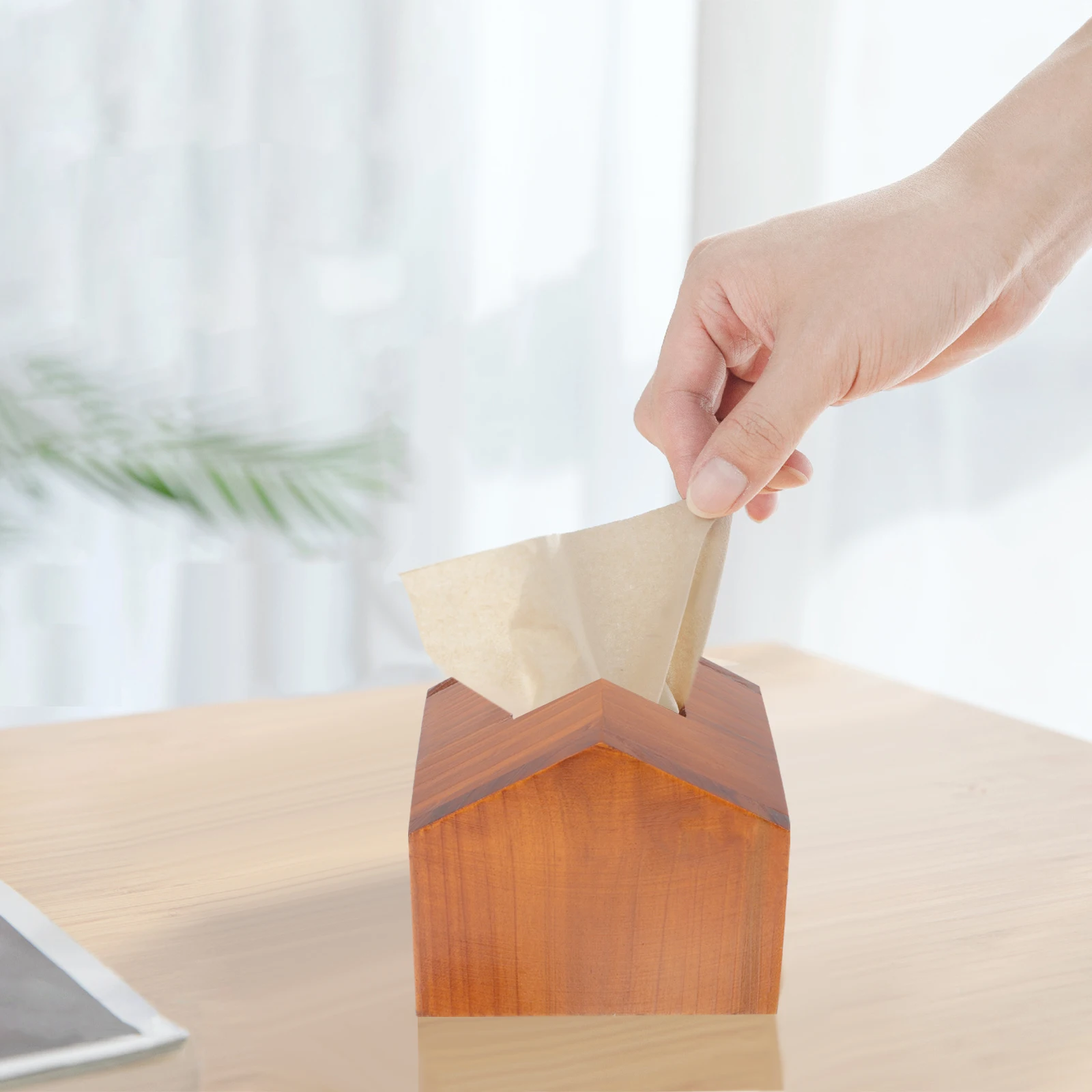 

Rustic Wooden Tissue Box Cover Simple Storage Cube Dispenser Farmhouse Napkin Holder Decorative Paper Towel Container