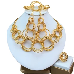 Latest Luxury Brazilian Wedding Jewelry Set Dubai Gold Plated Bridal Exaggerate Big Jewelry Sets FHK17133