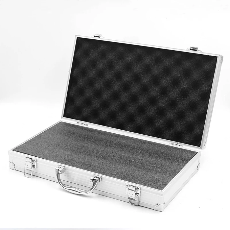 Silver Suitcase With Lock Aluminum Toolbox Electric Tool Box With Foam Sturdy Hard Case And Flight Case Household Storage Box