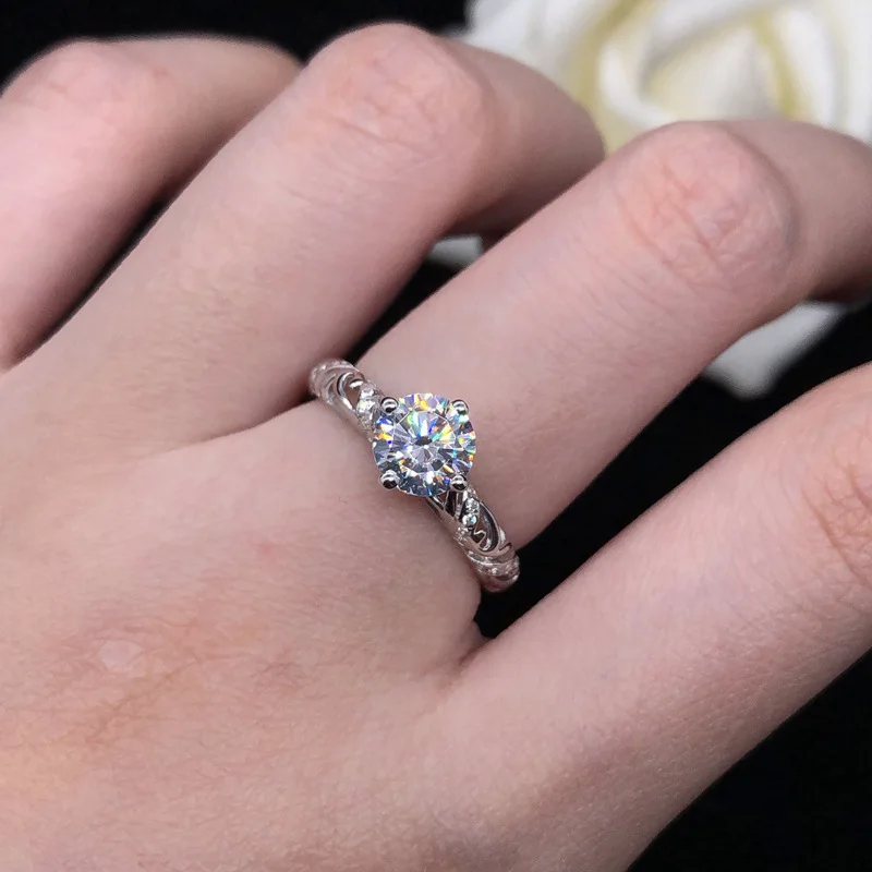 

1ct Moissanite Vintage Ring for Women, PT950 Platinum Hollow Out, Exquisite Craft & Timeless Charm