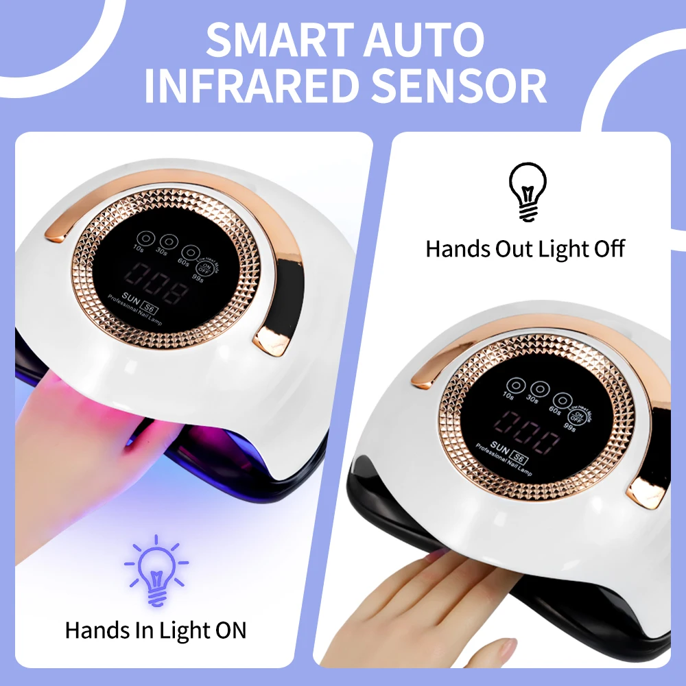 S6 36 الخرز الأشعة فوق البنفسجية LED مسمار مصباح المهنية ضوء مجفف لمصابيح علاج الأظافر مع شاشة كبيرة تعمل باللمس هلام البولندية تجفيف أضواء