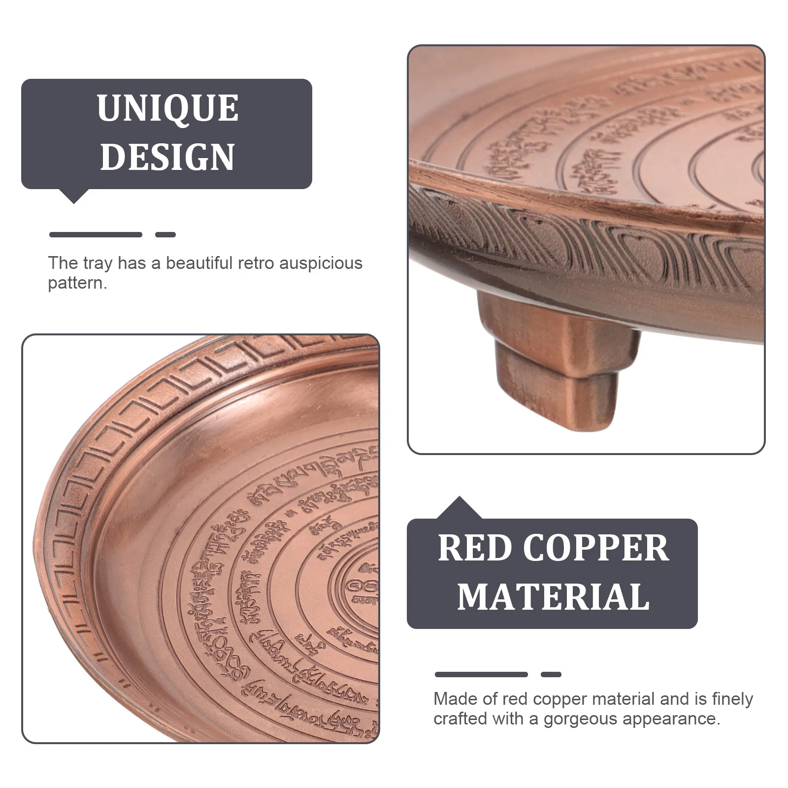 

Copper Offering Plate Smoke Ritual Tray Metal Disk Traditional Carving Pattern Ceremonial Supplies Temple Accessory Vintage