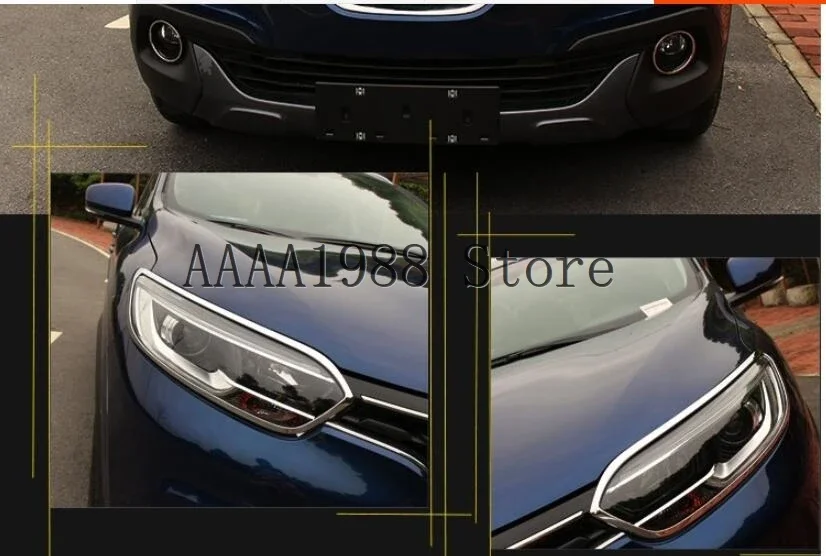 For Renault Kadjar 2016-2019 2020 2021 Chrome Head Light Lamp Cover fog trim Sticker Protector Accessories Car Styling