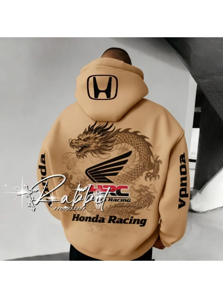 AliExpress Honda HRC Racing Team Cycling Hoodie Special Edition Retro Dragon Pattern Fashion Hoodie Men's Motorcycle Racing Off road Hoodie