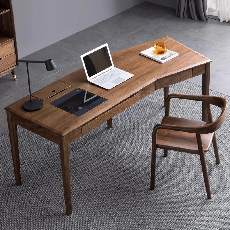Escritorio Ejecutivo Minimalista para Oficina, Ahorro de Espacio, Escritorio de Estudio de Madera, Muebles Únicos