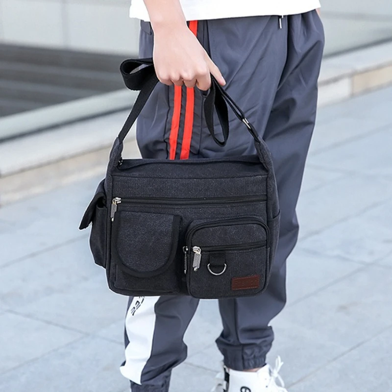 

Business Men's Canvas Bag Wear-resistant Shoulder Bag Retro Crossbody Bag Versatile Large Capacity Men's Bag
