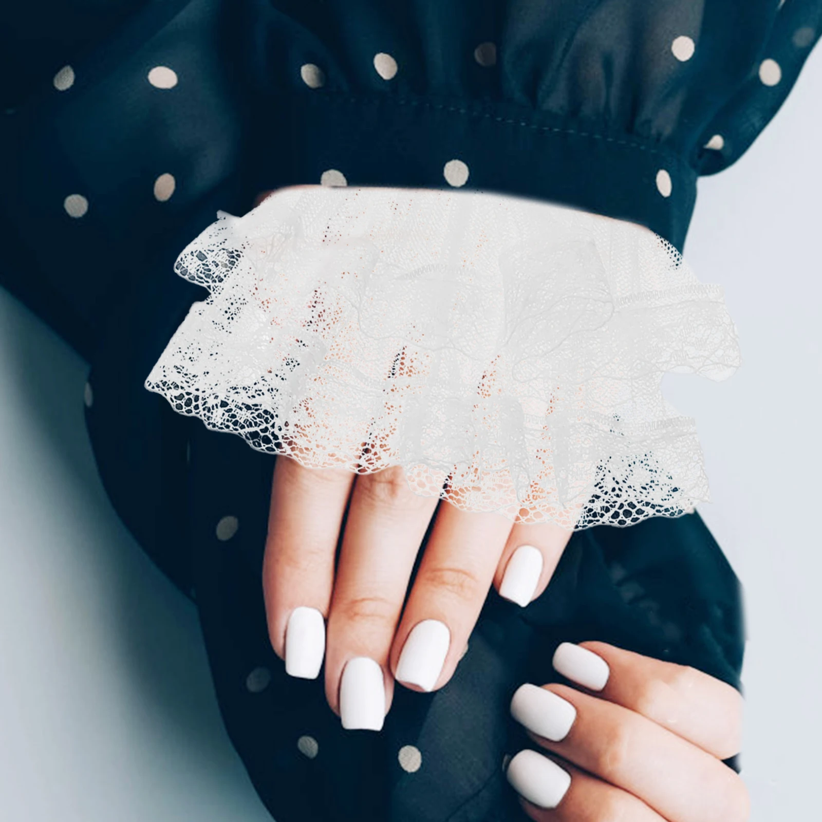 

2pcs Women'S Decorative Cuff Set Detachable Lace Sleeve Extensions Ruffle Bell Mesh Tulle Cuffs For Blouses Sweaters Dresses