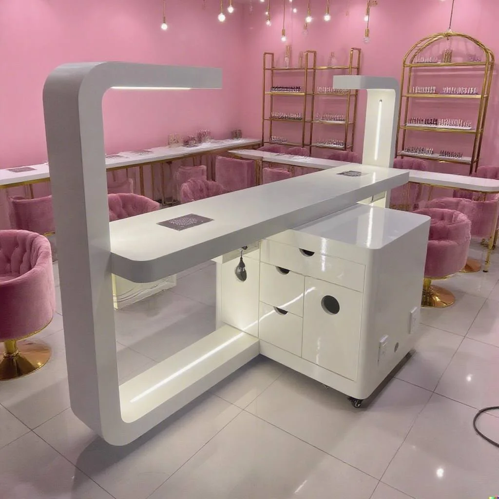 Grandriver Beauty Salon Double Nail Desk Lamp Manicurist Table With Drawers Luxury Manicure Nail Tech Table Nail Station