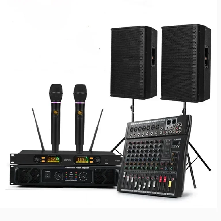 full pa system for indoor event single 10 inch sound system set with sound mixer microphones and amplifier