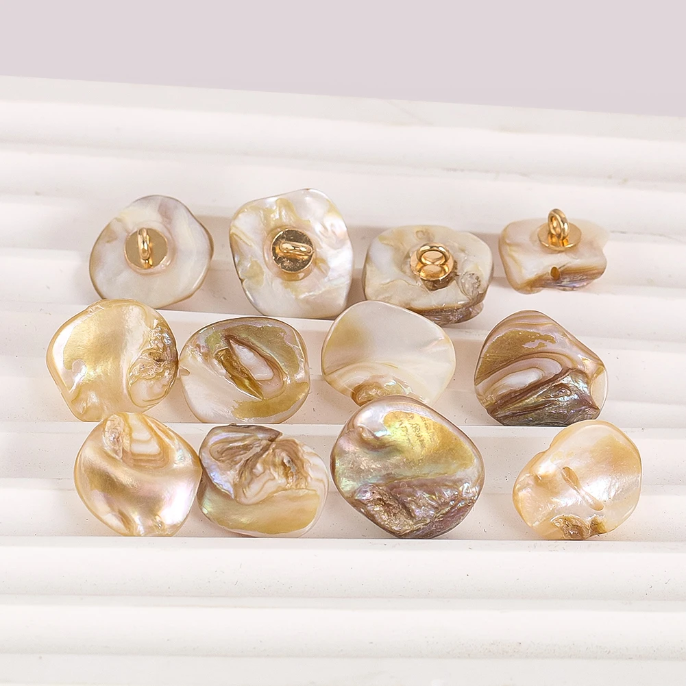 10pcs Irregular Shell Shank Buttons Natural Mother of Pearl Sewing Button DIY Needlework Clothes Decor Scarpbooking Embelishment view 2